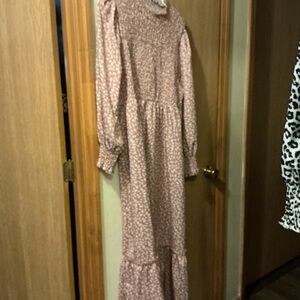 Long Sleeve Floral Maxi Dress in Dusty Rose